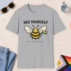 Sport Grey color all-gender graphic t-shirt with "Bee Yourself" design