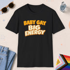 Black color all-gender graphic t-shirt with "Big Energy" design
