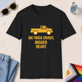 Black color all-gender graphic t-shirt with "Big Truck Energy" design