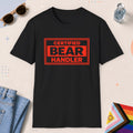 Black color all-gender graphic t-shirt with "Certified Bear Handler" design