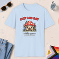 Light Blue color all-gender graphic t-shirt with "Cozy And Gay" design