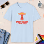 Light Blue color all-gender graphic t-shirt with "Daddy Issues" design