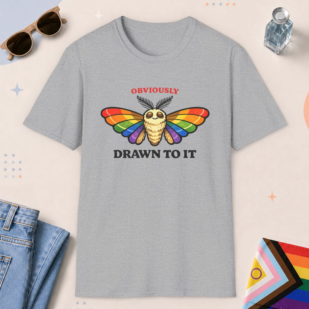 Sport Grey color all-gender graphic t-shirt with "Drawn To It" design