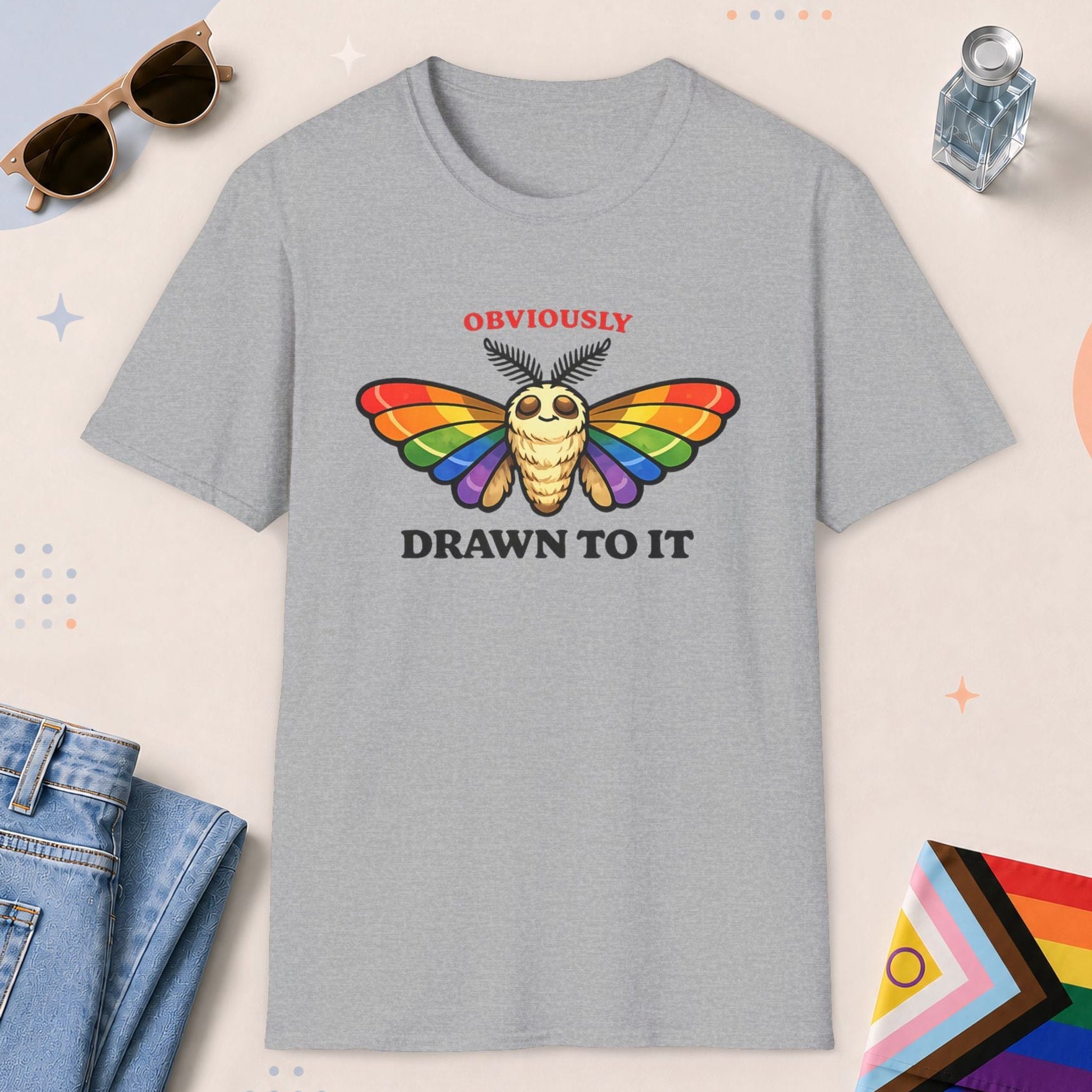 Sport Grey color all-gender graphic t-shirt with "Drawn To It" design