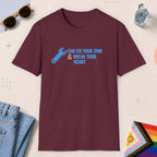 Maroon color all-gender graphic t-shirt with "Fix Your Sink" design