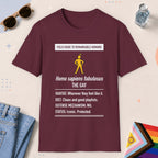 Maroon color all-gender graphic t-shirt with "Homo Sapiens Fabulosus" design
