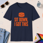 Navy color all-gender graphic t-shirt with "I Got This" design