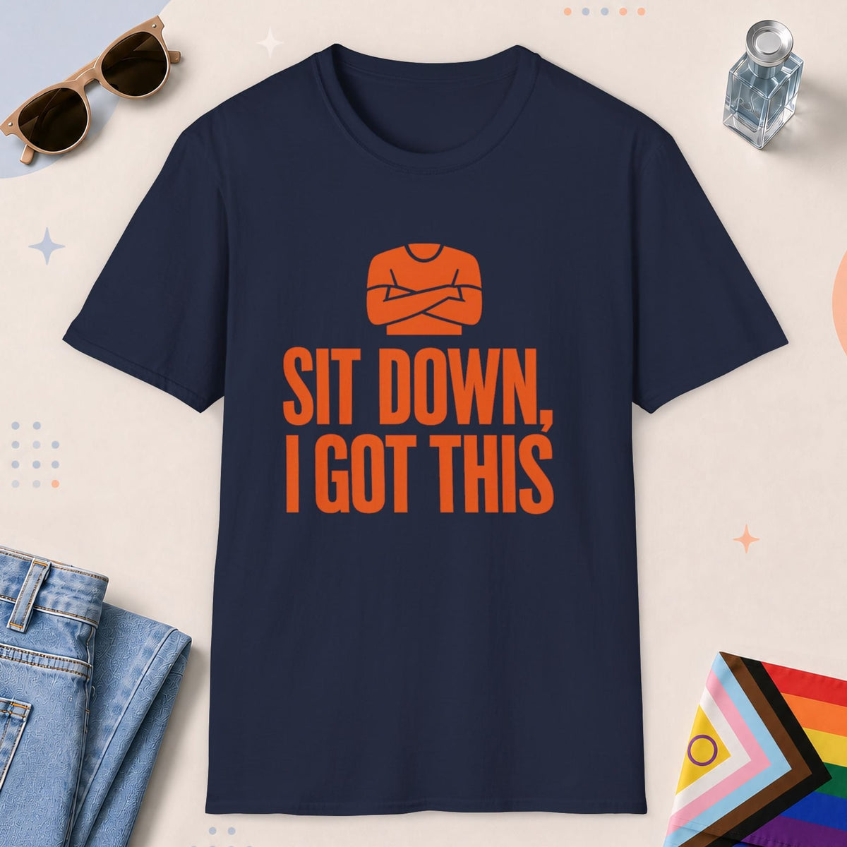 Navy color all-gender graphic t-shirt with "I Got This" design