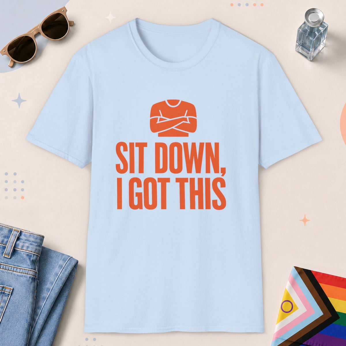 Light Blue color all-gender graphic t-shirt with "I Got This" design