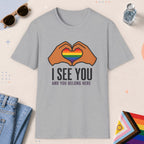 Sport Grey color all-gender graphic t-shirt with "I See You" design