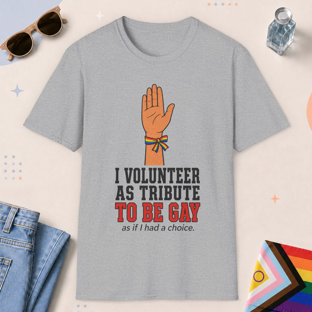 Sport Grey color all-gender graphic t-shirt with "I Volunteer" design
