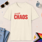 Natural color all-gender graphic t-shirt with "Otter Chaos" design