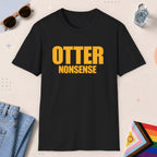 Black color all-gender graphic t-shirt with "Otter Nonsense" design