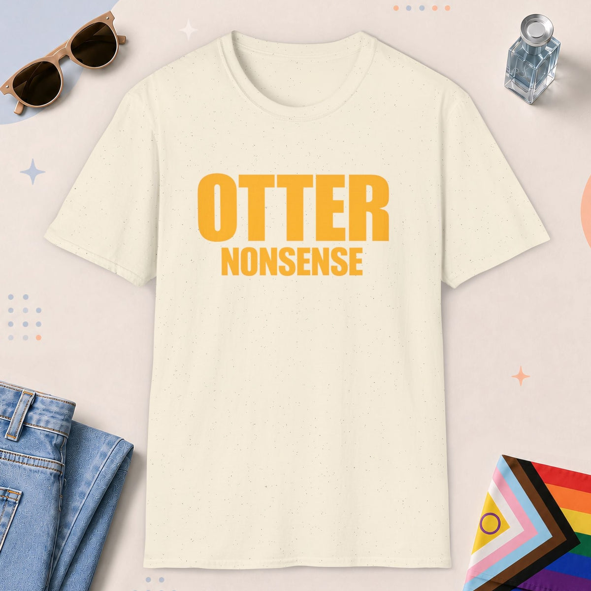 Natural color all-gender graphic t-shirt with "Otter Nonsense" design