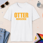 White color all-gender graphic t-shirt with "Otter Nonsense" design