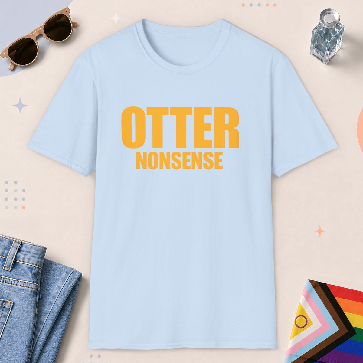 Light Blue color all-gender graphic t-shirt with "Otter Nonsense" design
