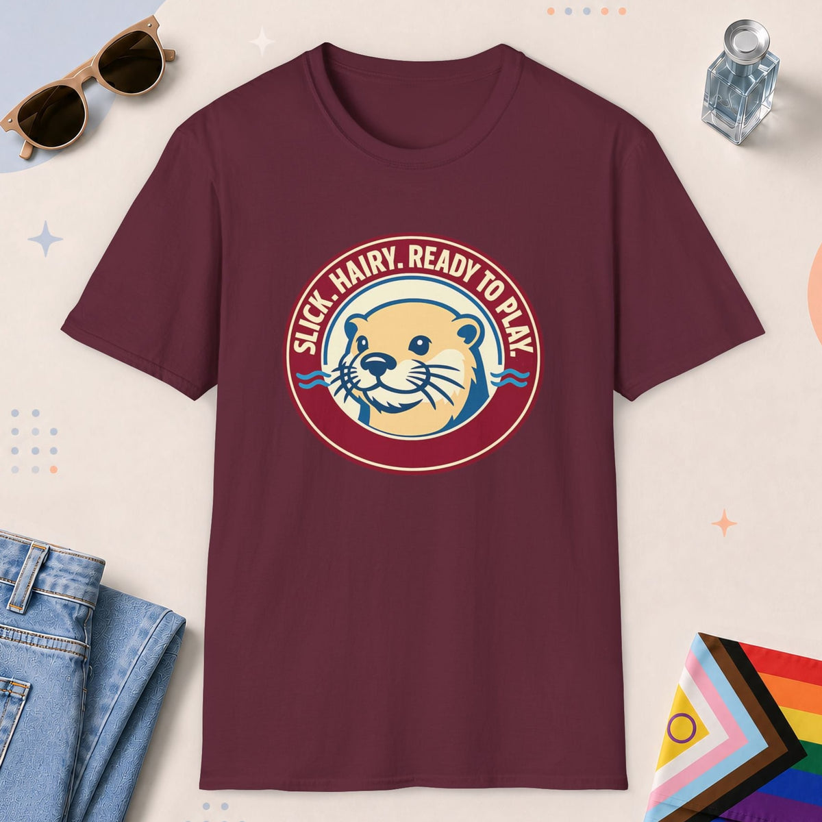 Maroon color all-gender graphic t-shirt with "Ready To Play" design