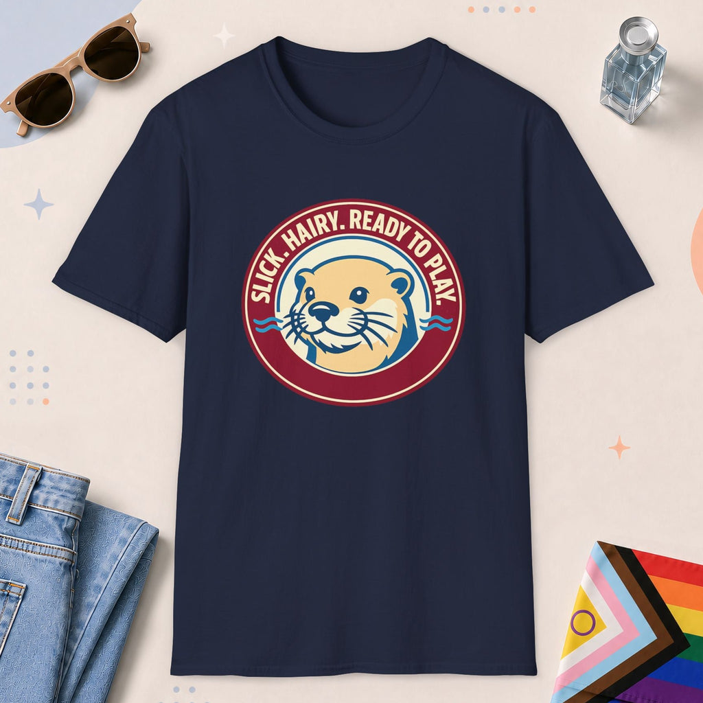 Navy color all-gender graphic t-shirt with "Ready To Play" design