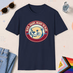 Navy color all-gender graphic t-shirt with "Ready To Play" design