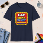 Navy color all-gender graphic t-shirt with "Retro Gay Diner Sign" design