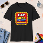 Black color all-gender graphic t-shirt with "Retro Gay Diner Sign" design