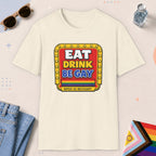 Natural color all-gender graphic t-shirt with "Retro Gay Diner Sign" design