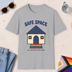 Sport Grey color all-gender graphic t-shirt with "Safe Space" design