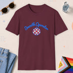 Maroon color all-gender graphic t-shirt with "Smooth Operator" design