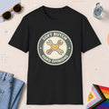 Black color all-gender graphic t-shirt with "Soft Butch" design