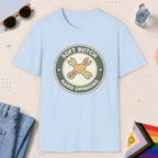 Light Blue color all-gender graphic t-shirt with "Soft Butch" design