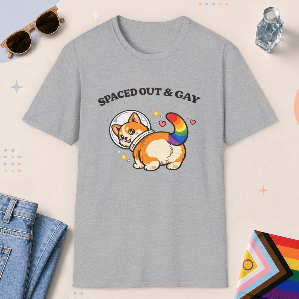 Sport Grey color all-gender graphic t-shirt with "Space Corgi" design
