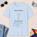 Light Blue color all-gender graphic t-shirt with "The Good Ally" design