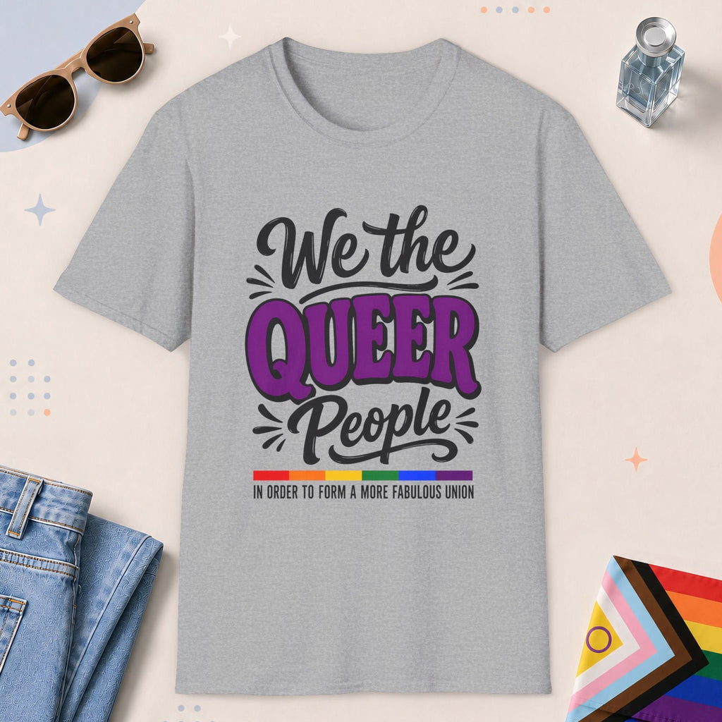 Sport Grey color all-gender graphic t-shirt with "We The Queer People" design