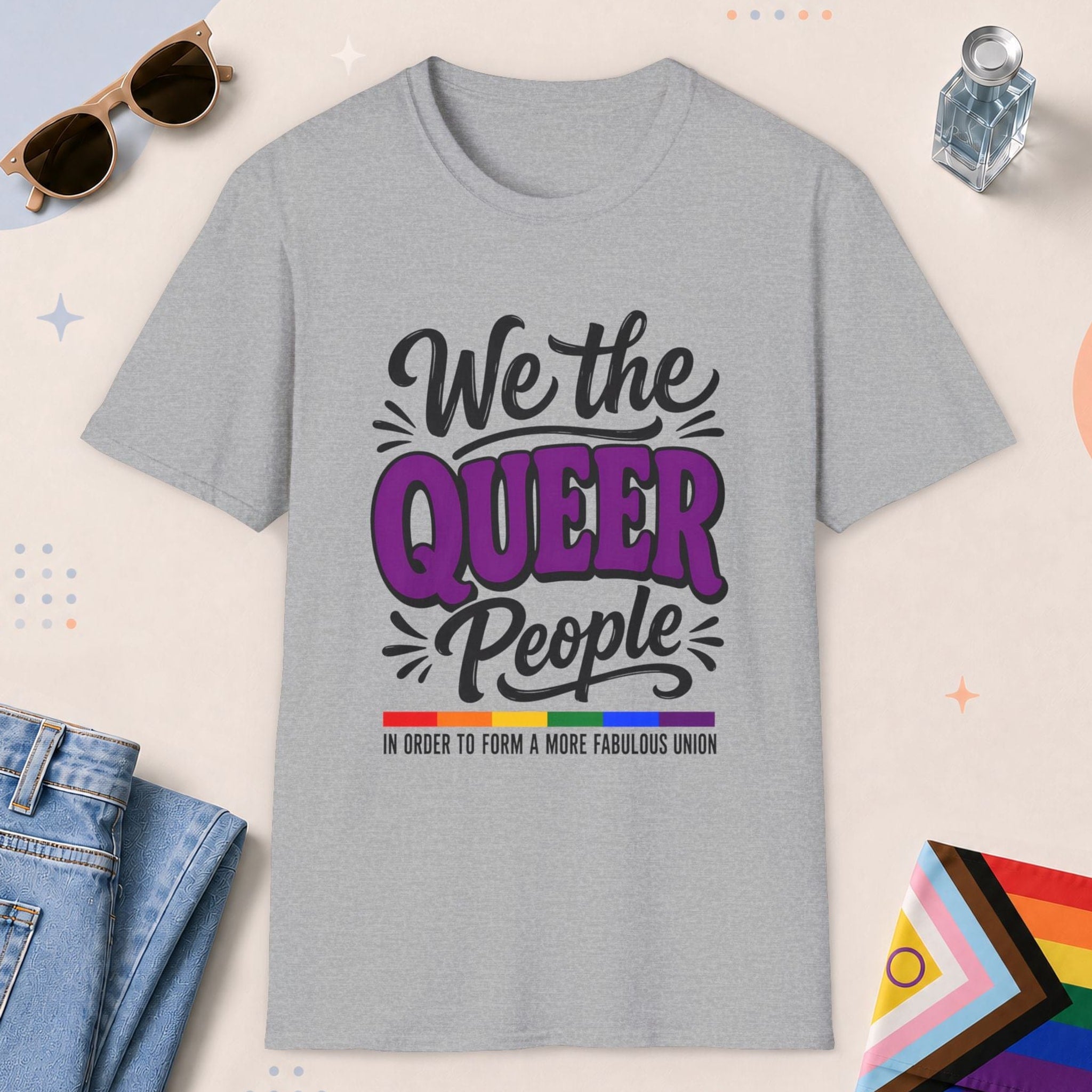 Sport Grey color all-gender graphic t-shirt with "We The Queer People" design